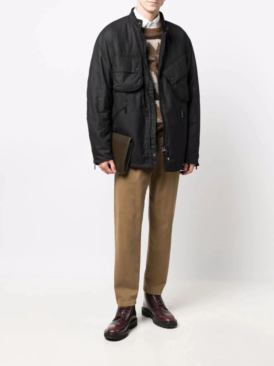 Jacheta Barbour neagra din lana si bumbac - Img 2