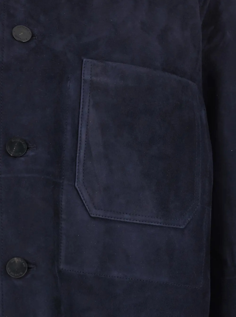 Jacheta Blue Jacket with Classic Collar and Suede Front Pockets for Men - Img 3