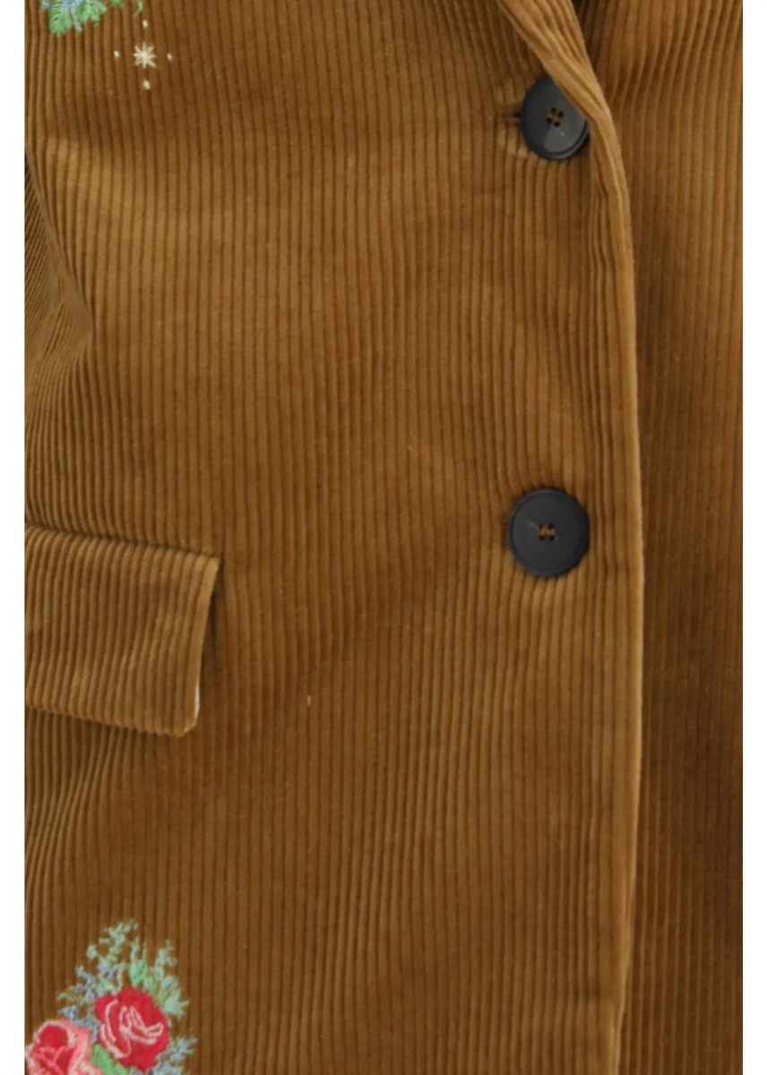 Jacheta Bouquet velvet single-breasted Jacket with embroidery - Img 3
