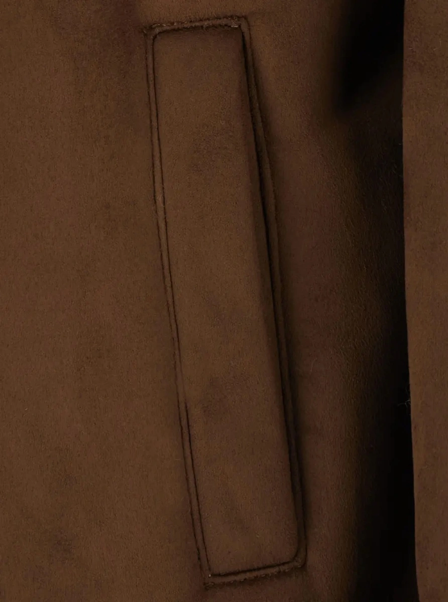 Jacheta brown shearling jacket with wide collar in eco-leather Women - Img 2