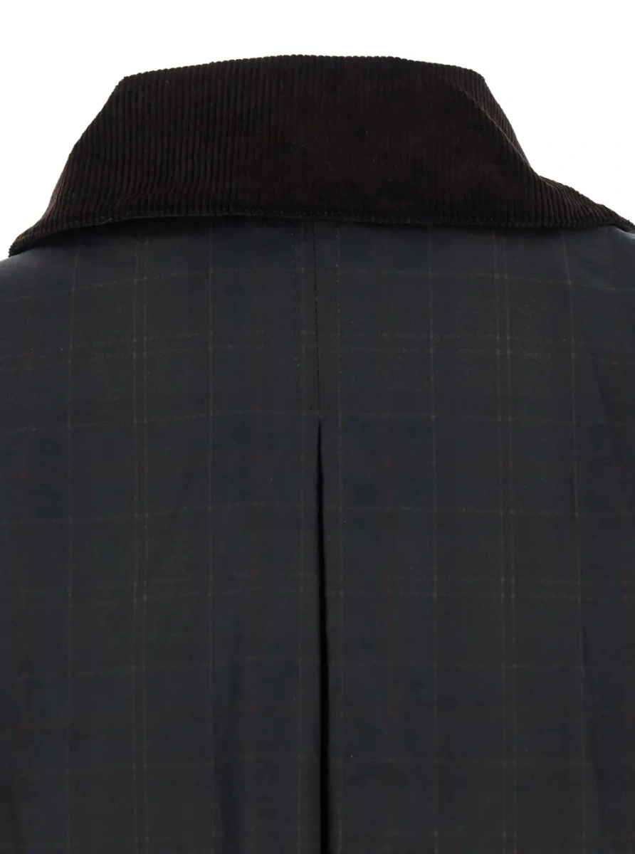 Jacheta 'Duffle' Dark Brown Jacket with All-Over Stripes and Logo Patch on the Front in Waxed Cotton Woman - Img 3