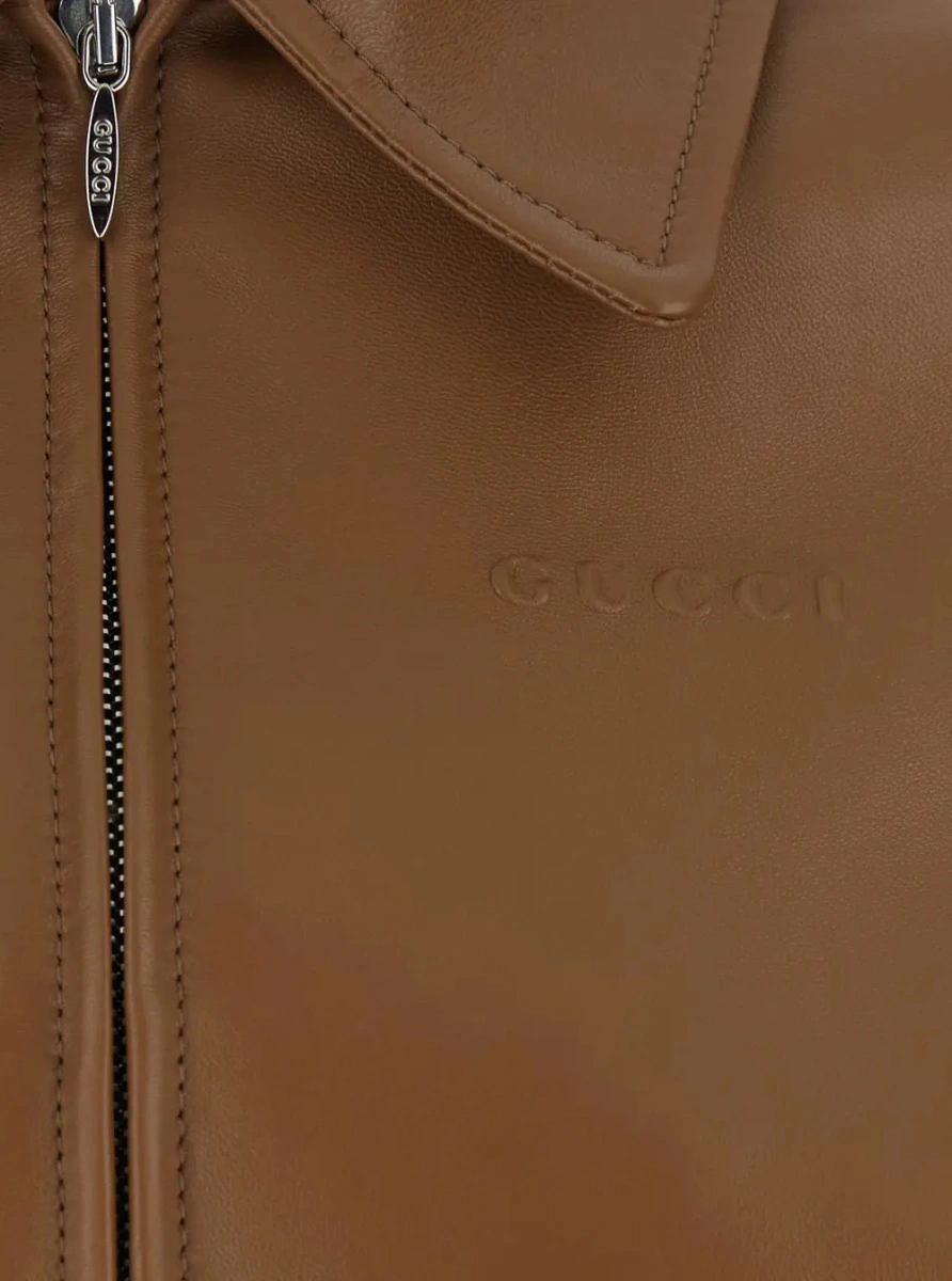 Jacheta Gucci maro din piele - Img 3