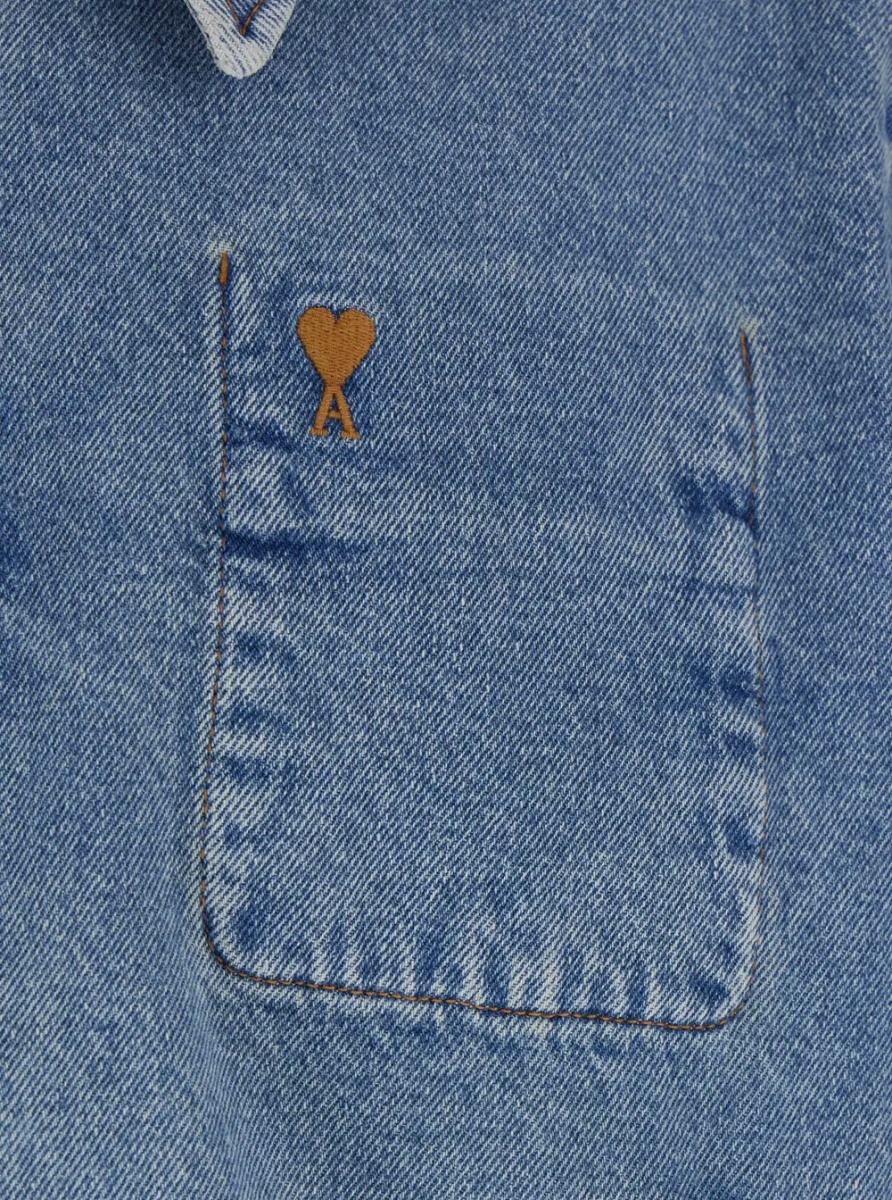 Jacheta Jacket with ADC Embroidery on the Front and Logo Patch on the Back in Light Blue Denim for Men - Img 3