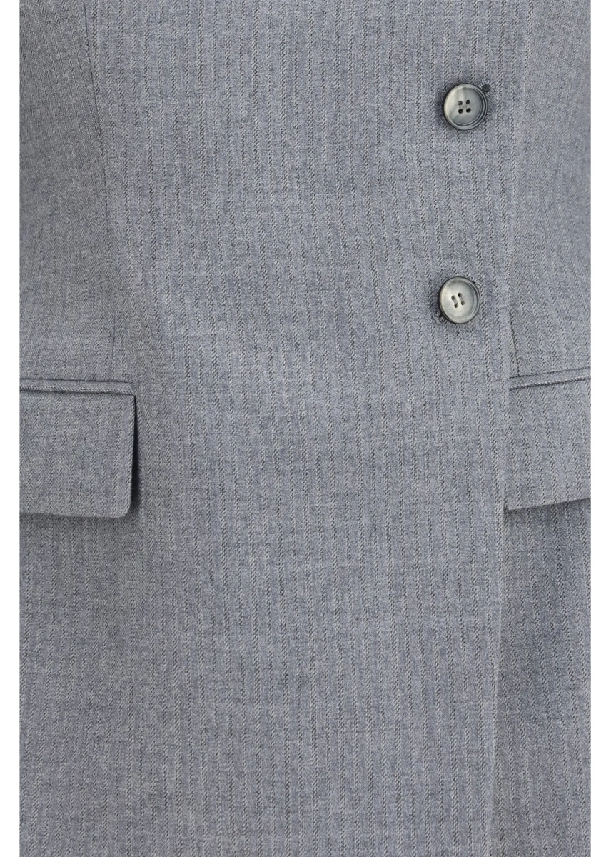 Jacheta Pinstripe wool Jacket with crossed lapels - Img 3