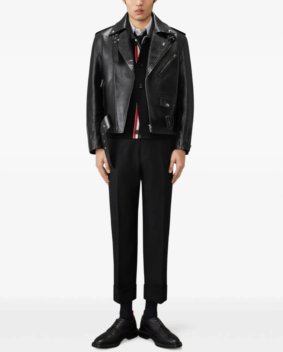 Jacheta Thom Browne neagra din bumbac pique - Img 4