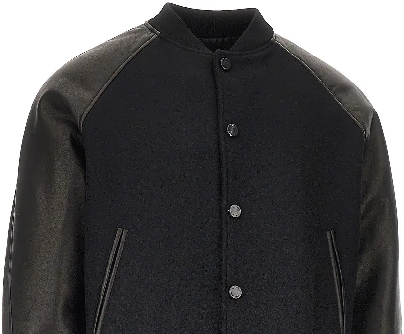 Jacheta Wool and leather bomber with logo patch - Img 2
