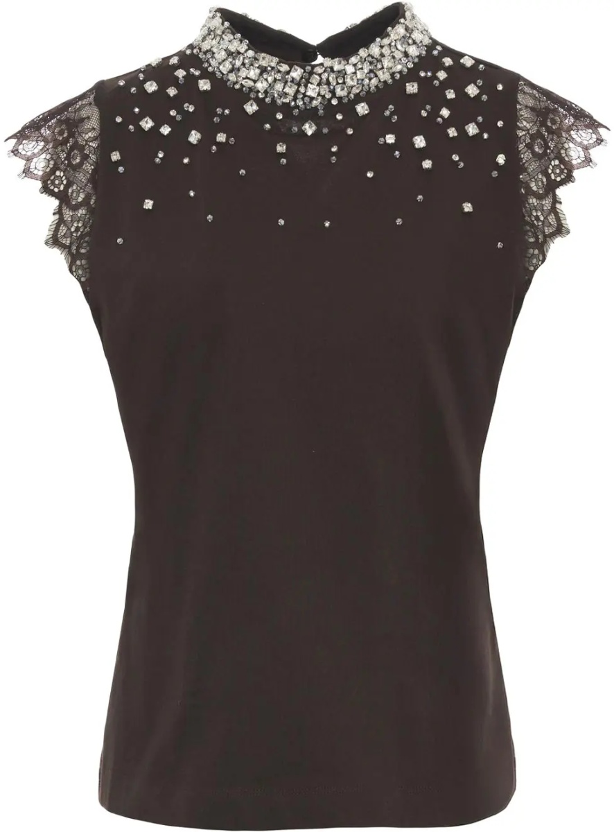 Maiou Top with rhinestone applications - Img 2