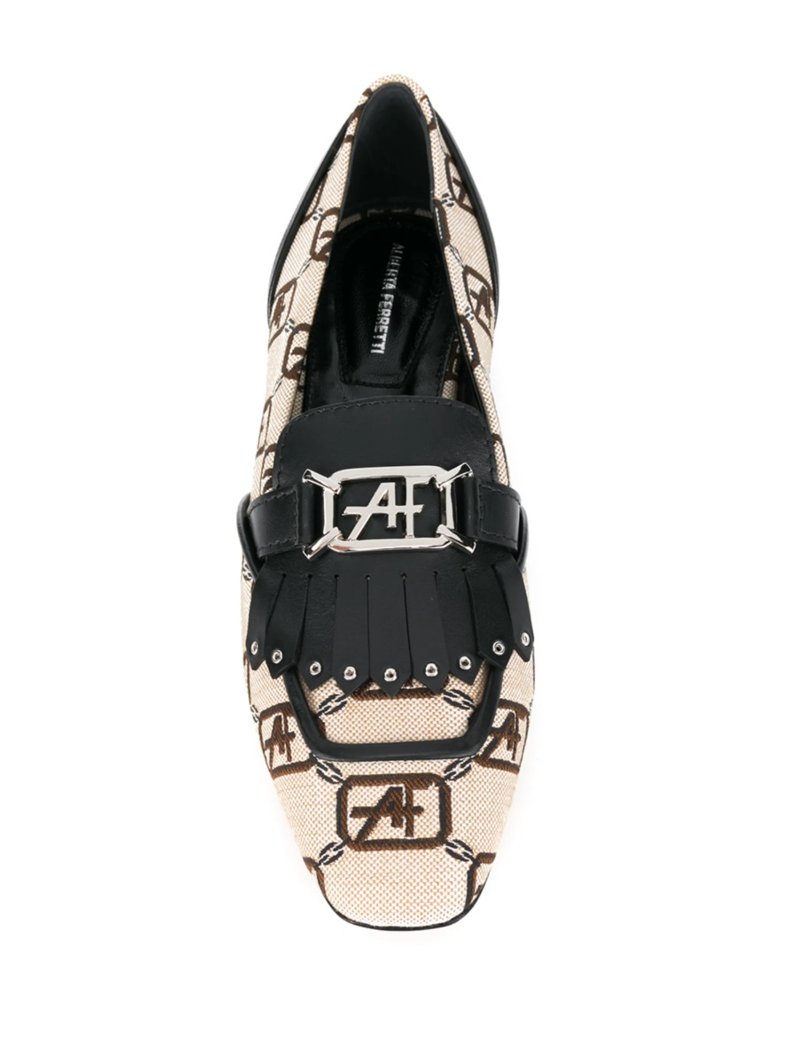 Mocasini Alberta Ferretti neutri din bumbac si piele - Img 4