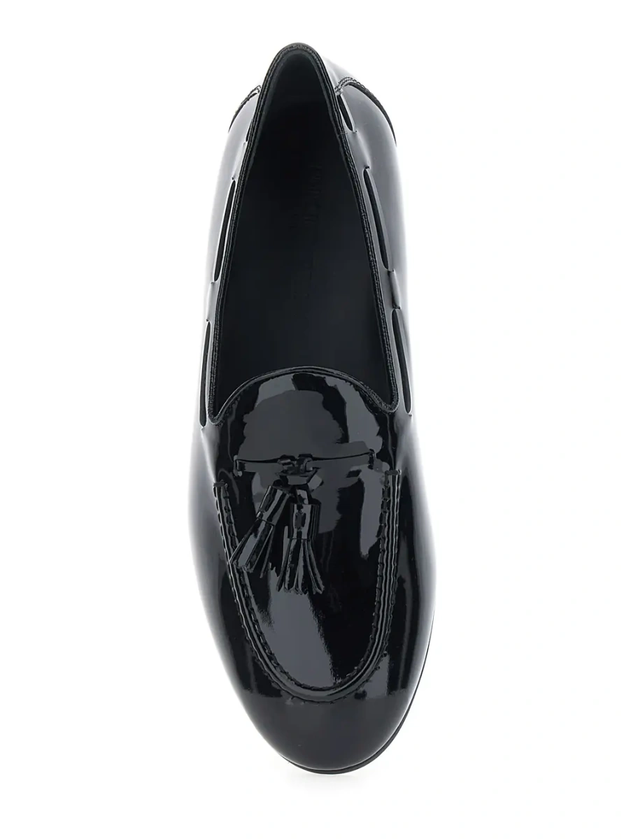 Mocasini Black loafers with tassel detail in leather for men - Img 4