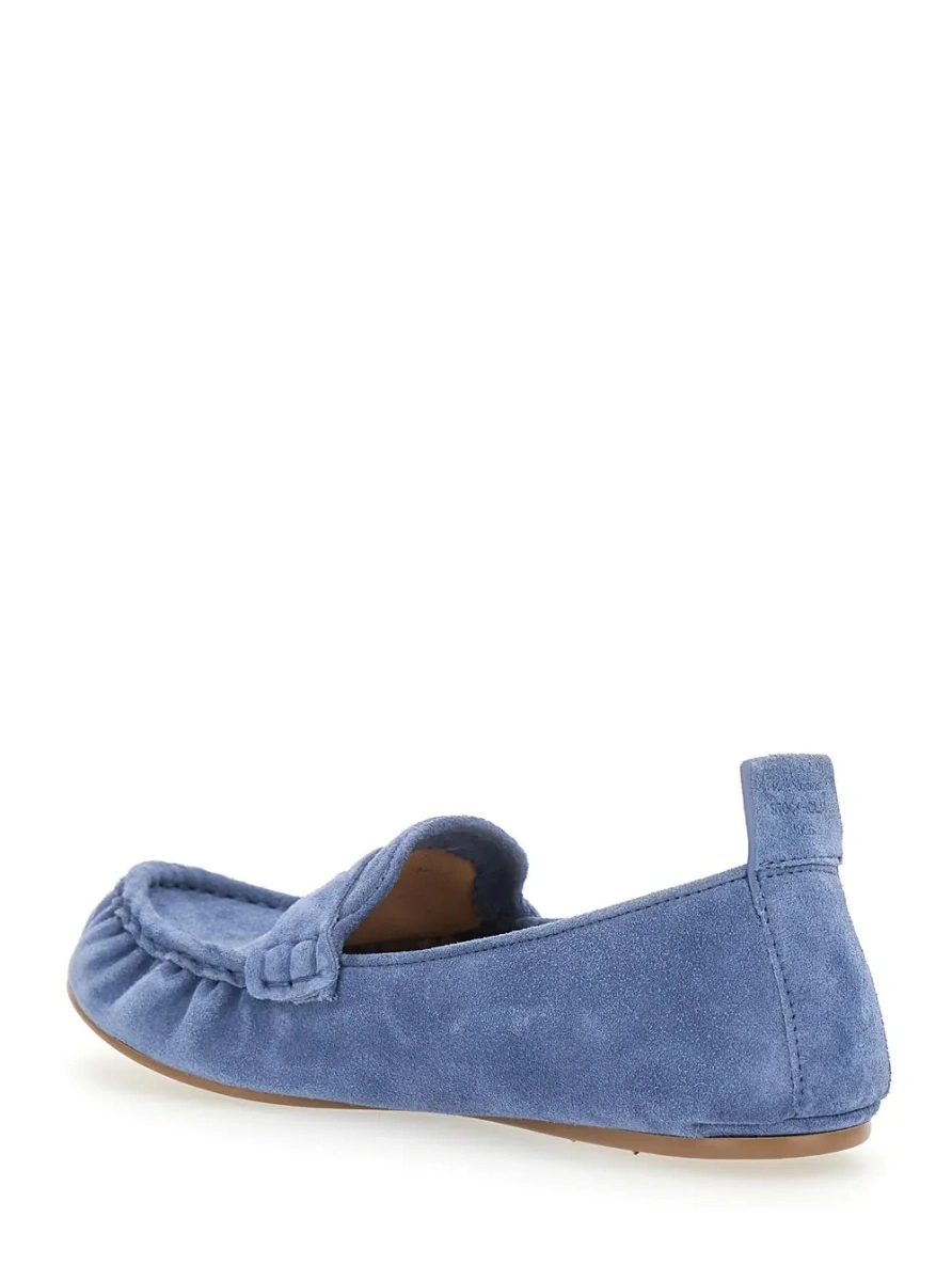 Mocasini Blue Loafers with Almond Toe and Pull-Tab at the Heel in Suede Woman - Img 3