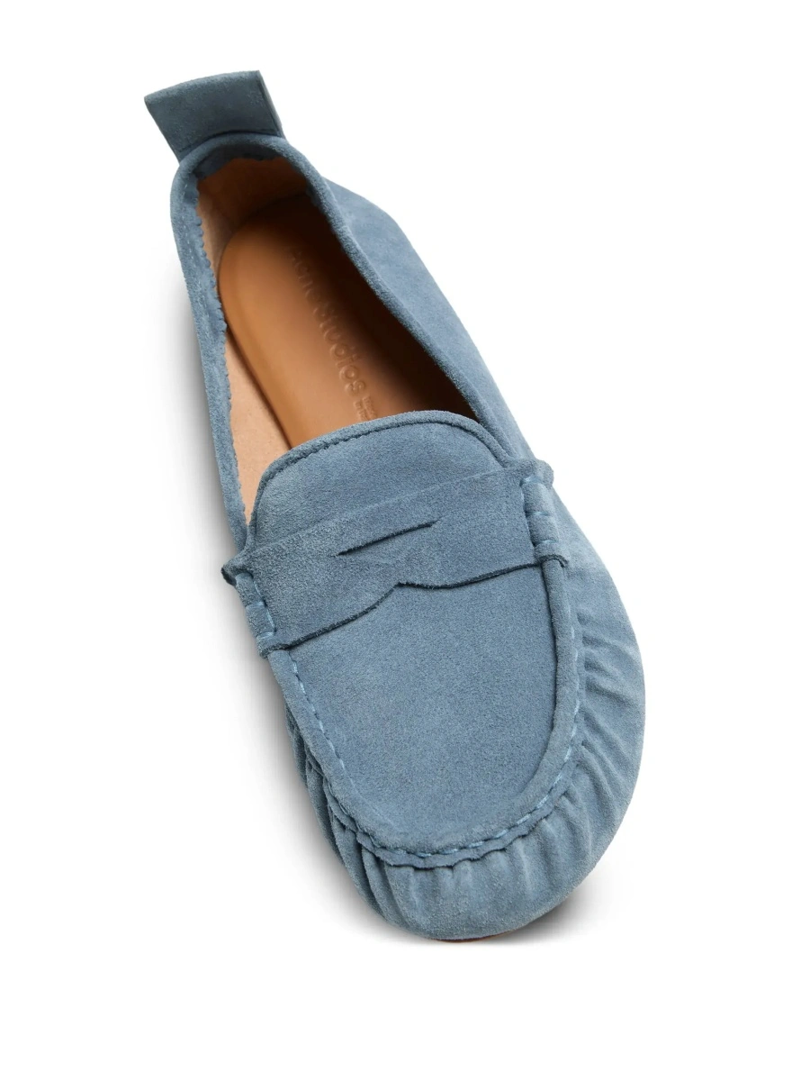 Mocasini Blue Loafers with Almond Toe and Pull-Tab at the Heel in Suede Woman - Img 5
