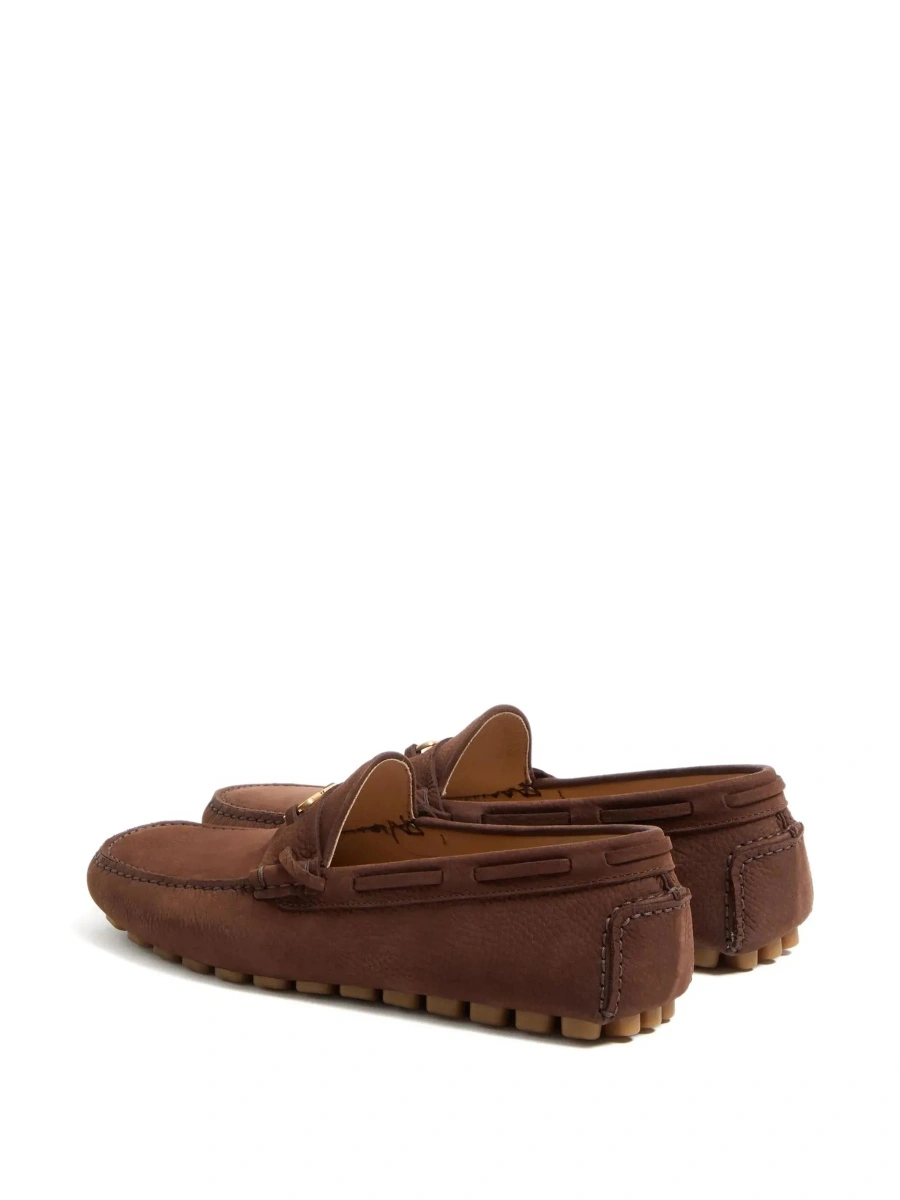 Mocasini Brown Loafers with Round Toe and VLogo Plaque in Suede Man - Img 6
