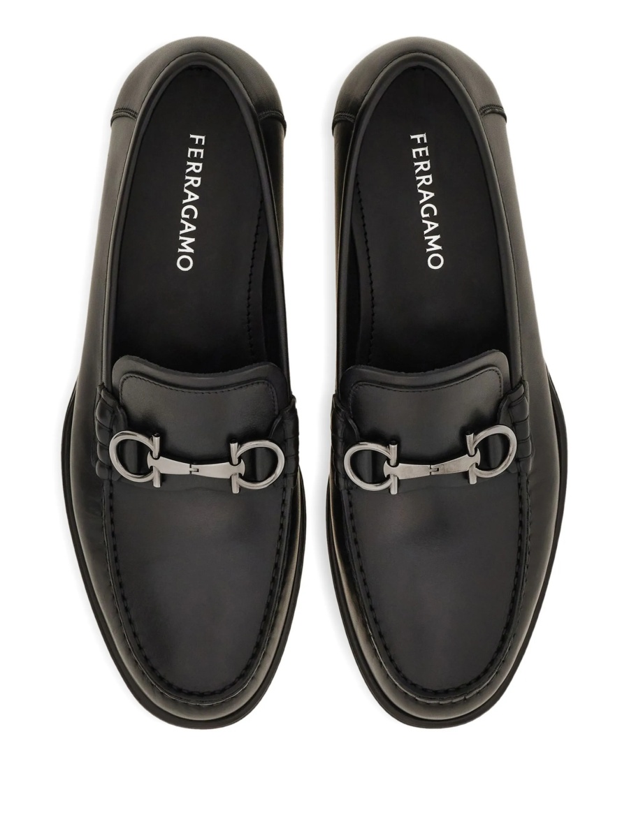 Mocasini Ferragamo gancini negri din piele - Img 3