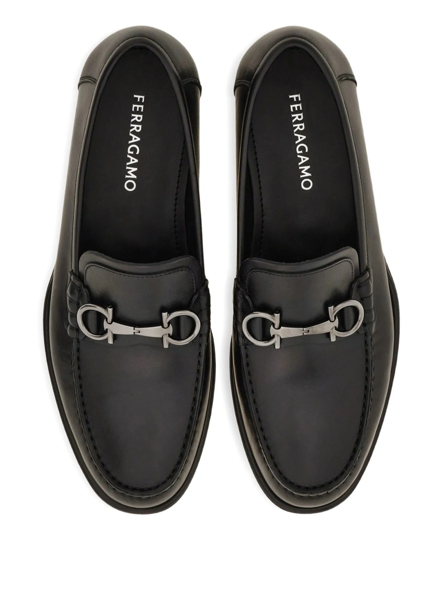 Mocasini Ferragamo gancini negri din piele - Img 3
