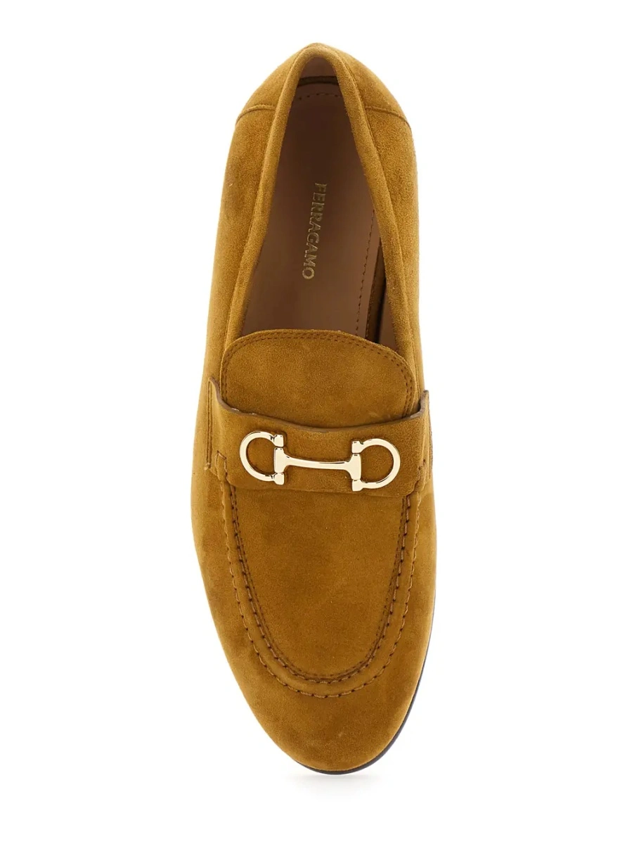 Mocasini Ferragamo maro din piele intoarsa - Img 3