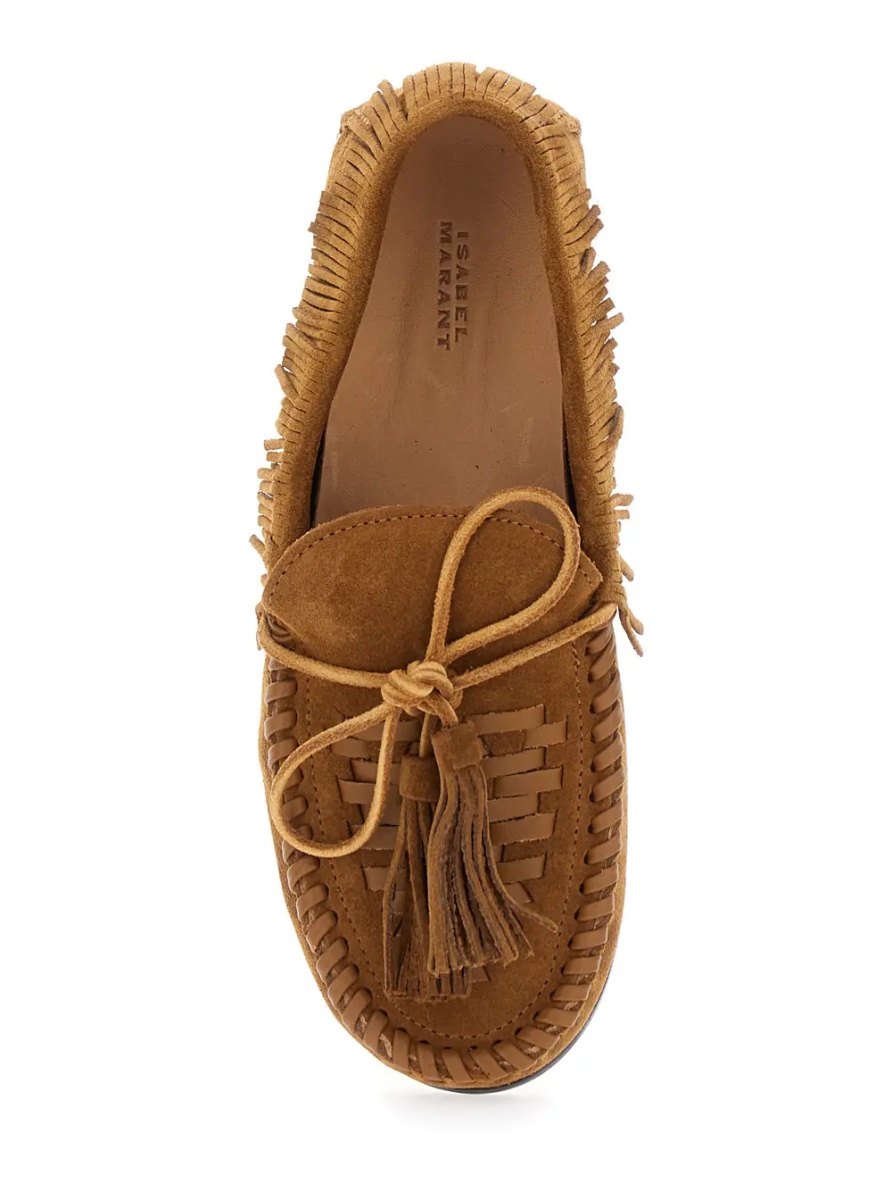 Mocasini 'Fitza' Brown Loafers with Fringed Details and Front Bow in Suede Woman - Img 4