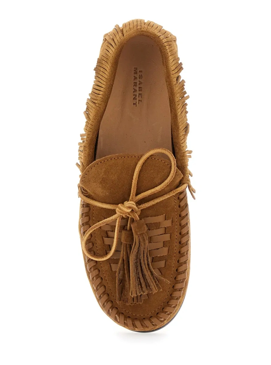Mocasini Isabel Marant maro din piele intoarsa 'Fitza' - Img 4