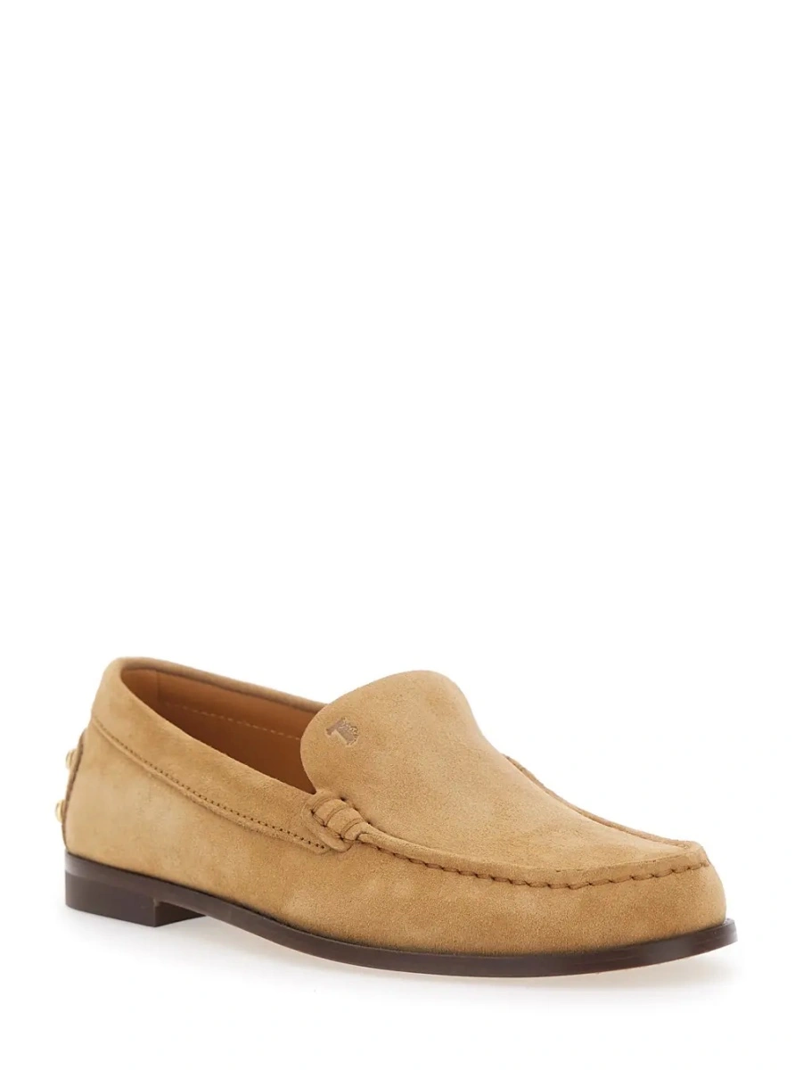 Mocasini Loafers 'Tod's' Beige with Embossed Logo and Stud Details on the Back in Leather for Women - Img 2