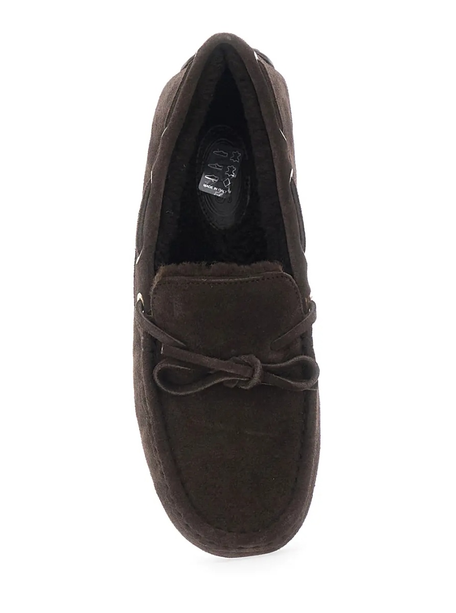 Mocasini Loafers with Rubber Sole and Shearling Details Brown Women - Img 4