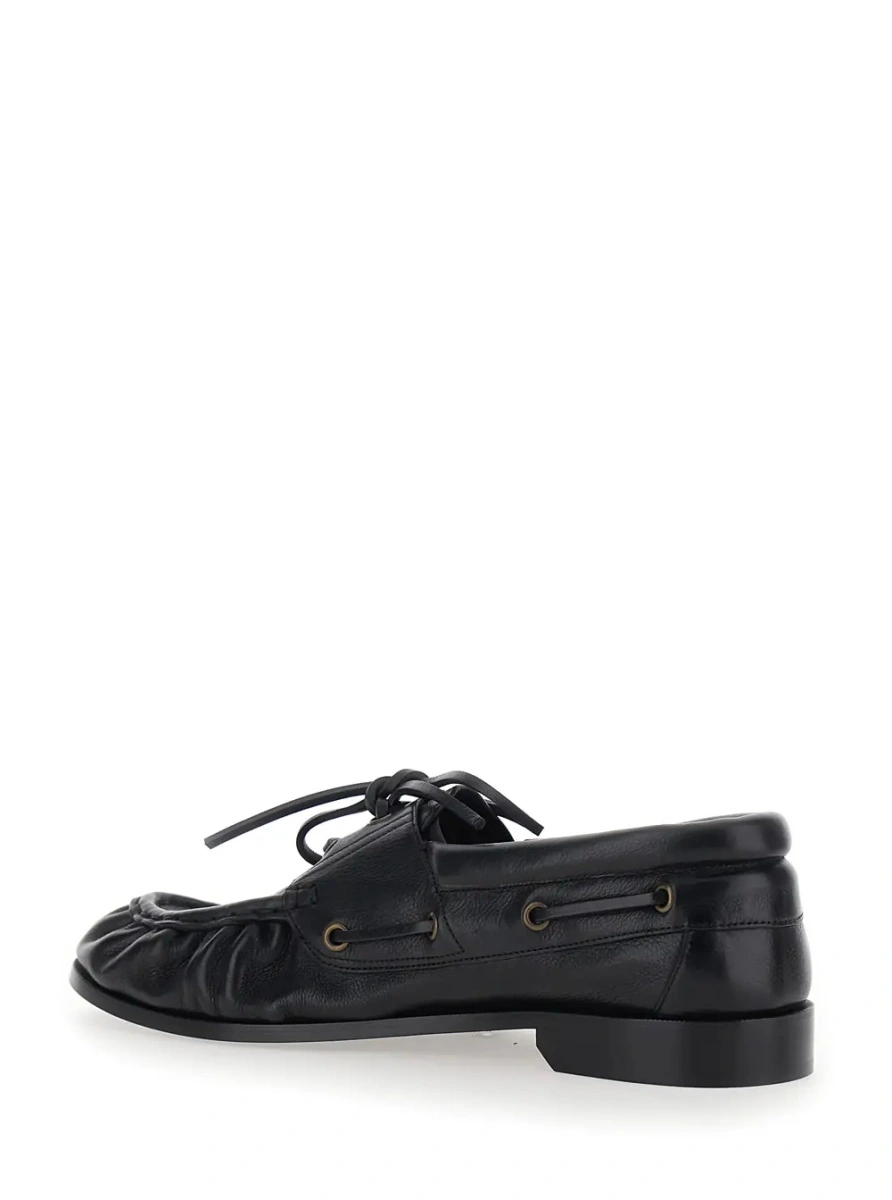 Mocasini Saint Laurent negri din piele 'Le Loafer Bateau' - Img 3