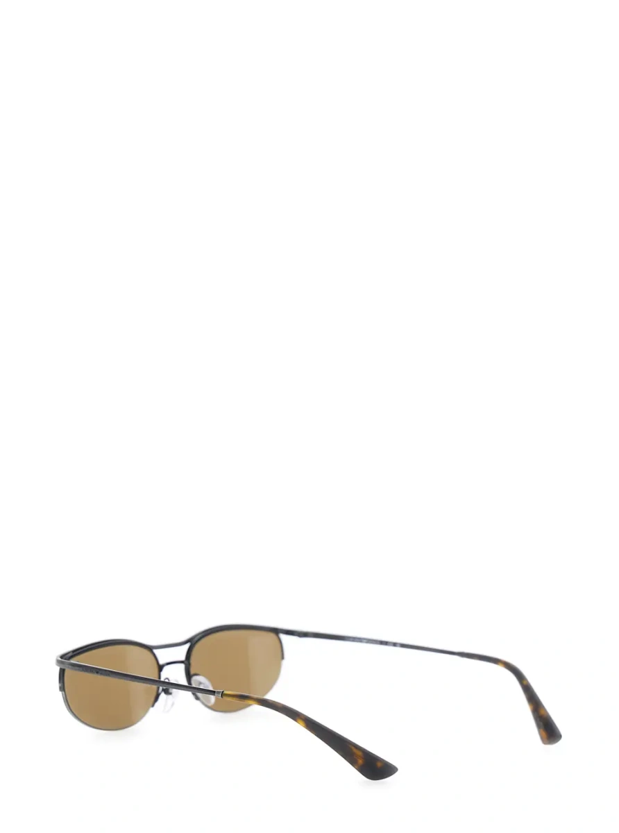 Ochelari Brown Oval sunglasses with metal logo lettering on the temple in metal for men - Img 2