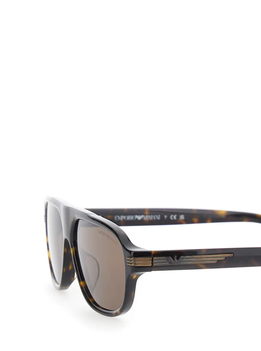 Ochelari Brown sunglasses with oval lenses and logo on the temple in acetate for men - Img 3
