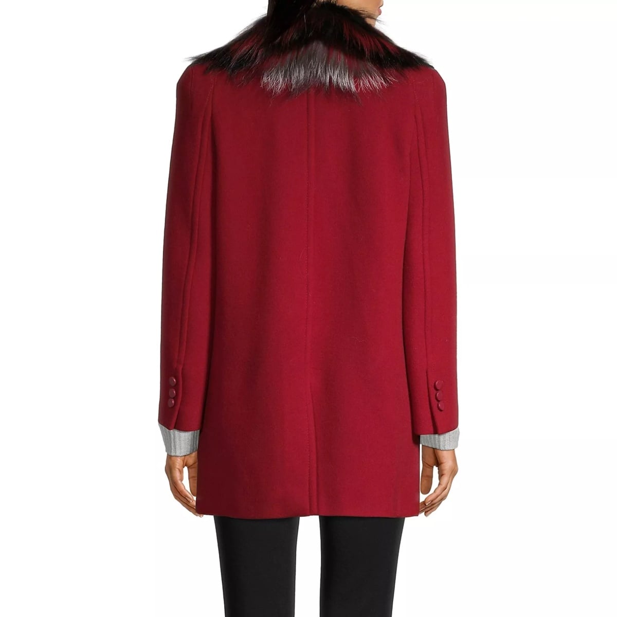 Paltoane Fendi Fur Collar Wool Coat - Img 3