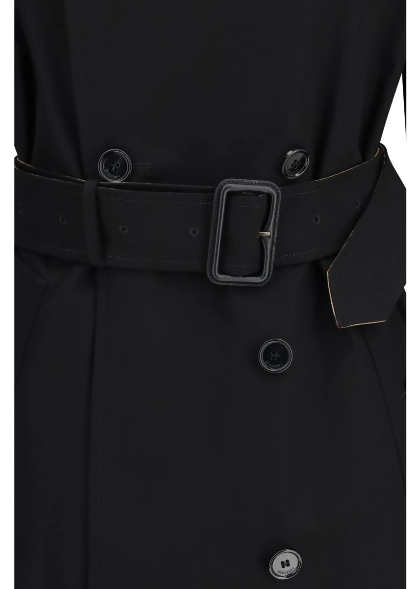 Paltoane Long gabardine Trench Coat with Check collar - Img 3