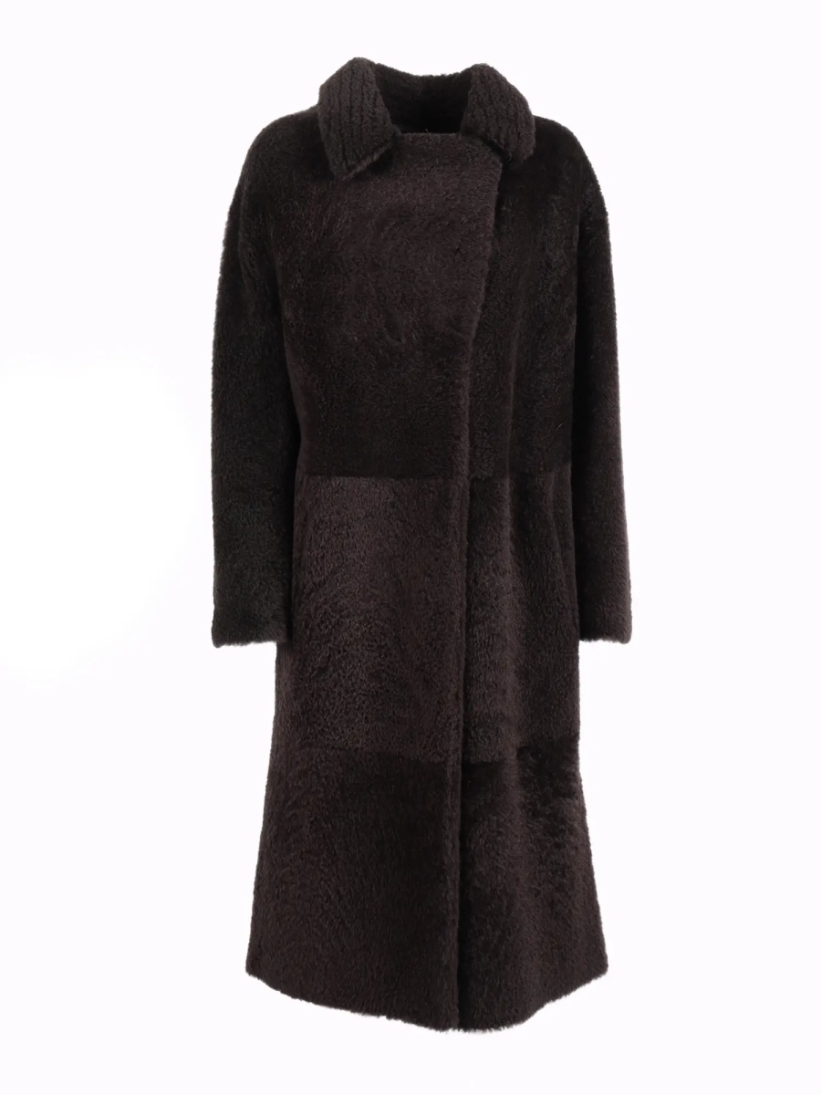 Paltoane NAPPED SHEARLING COAT WITH LASER-CUT INSERTS ON THE COLLAR. - Img 2