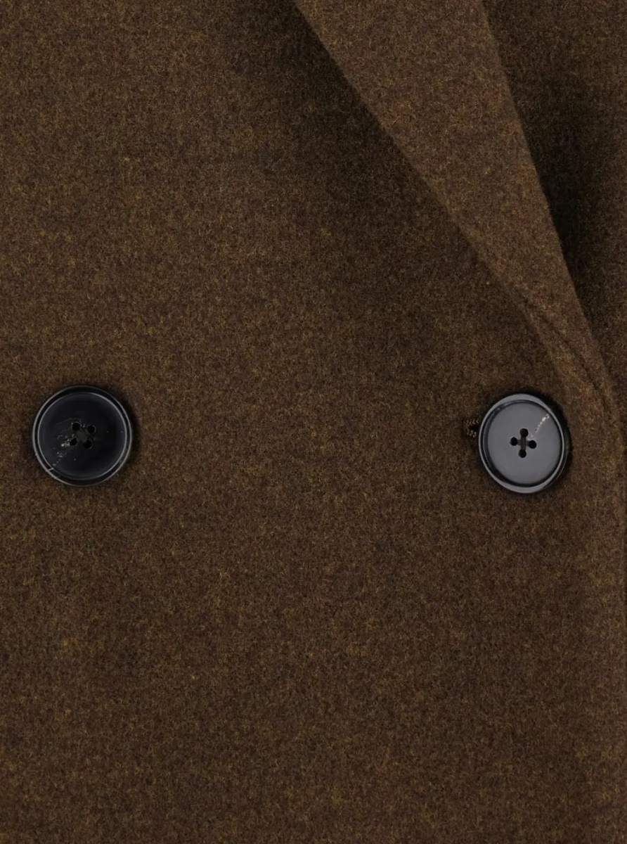 Palton 'Bamira' brown Double-breasted coat with Peak revers in wool for women - Img 3