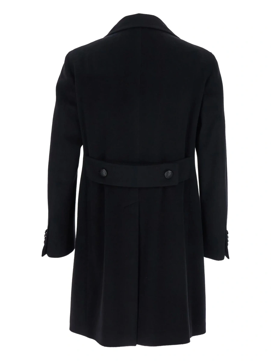Palton Black Coat with Notched Revers and Button Closure in Wool for Men - Img 4