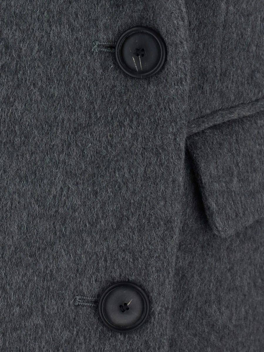 Palton Chloris Coat is a long coat with notched revers and pockets. Made of wool. Gray color. Women's - Img 5