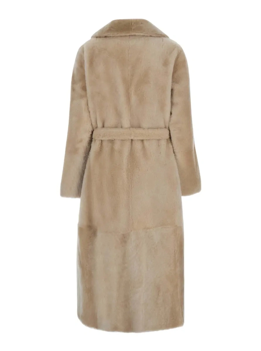 Palton Coat 120cm with shirt collar and front closure women pink - Img 2