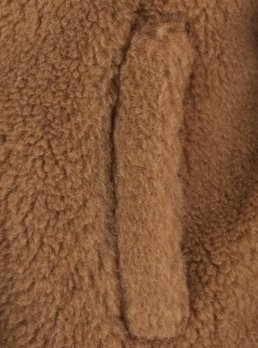 Palton Coat DRAMMA with notched revers and button closure, in wool, beige, women - Img 3