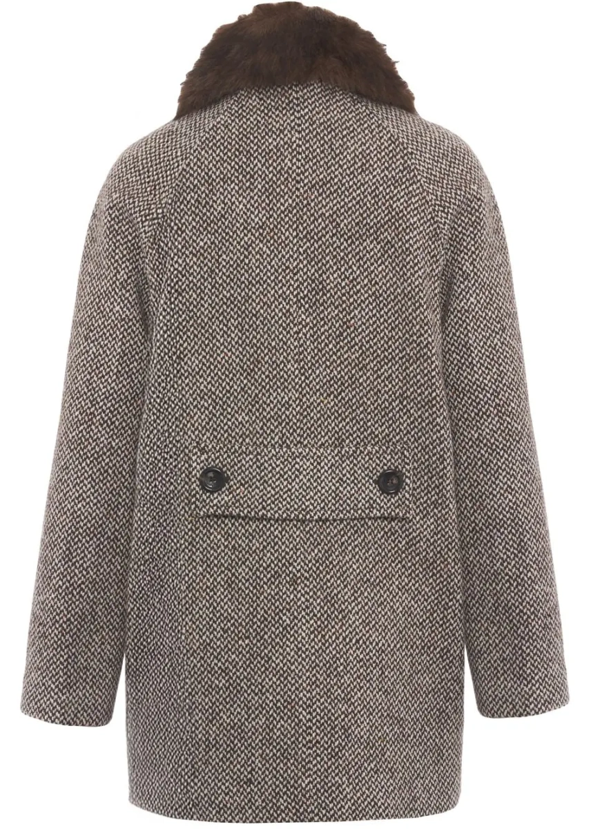 Palton Coat with faux fur collar - Img 2