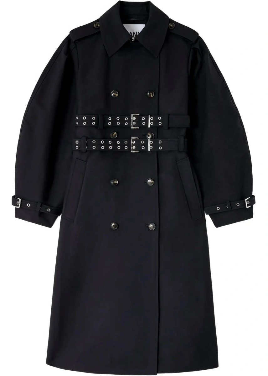 Palton Double-breasted cotton Trench Coat with double belt - Img 7