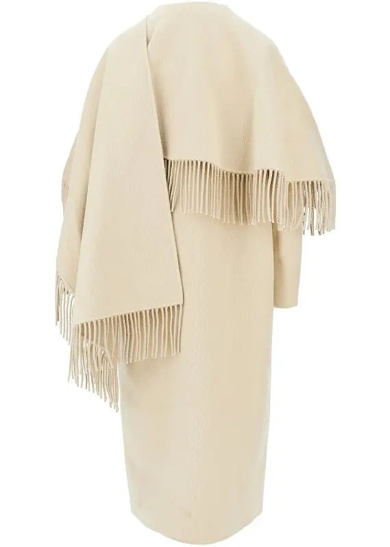 Palton Double coat with fringed scarf - Img 3