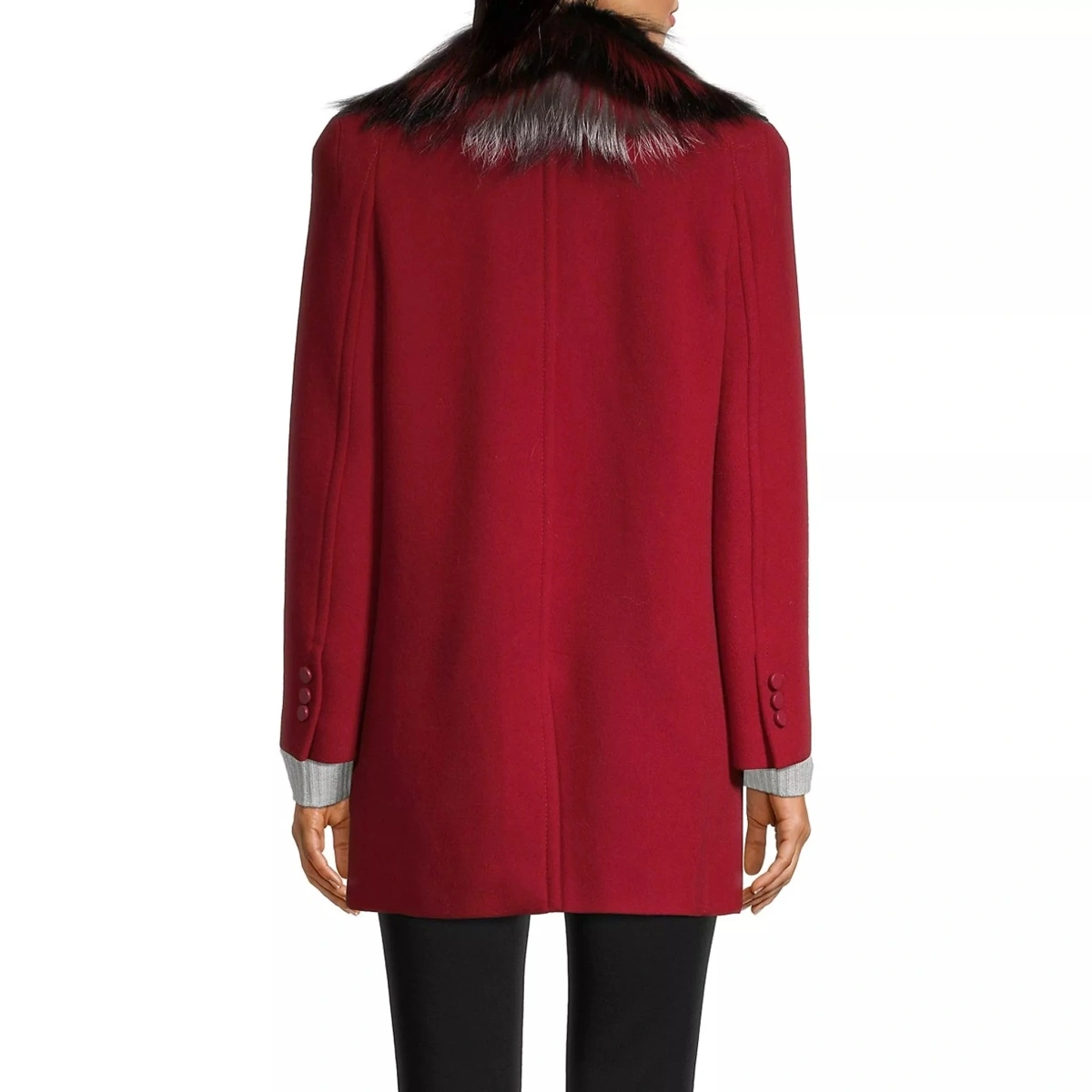 Palton Fendi Fur Collar Wool Coat - Img 3