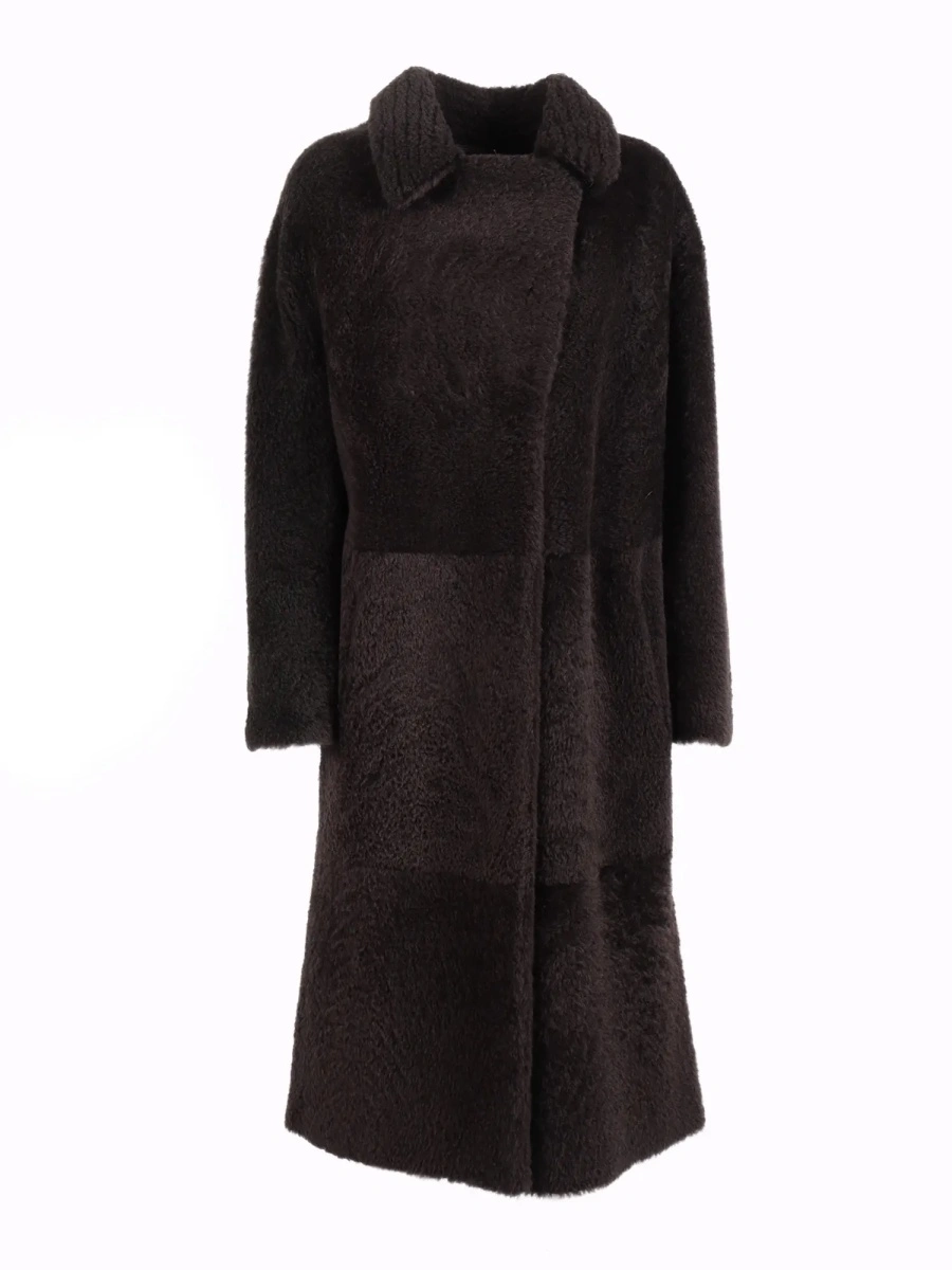 Palton NAPPED SHEARLING COAT WITH LASER-CUT INSERTS ON THE COLLAR. - Img 2
