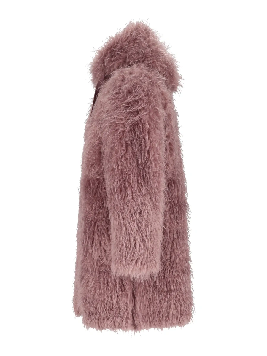Palton REVERSIBLE FAUX MONGOLIAN FUR SHORT COAT WITH HOOD - Img 2