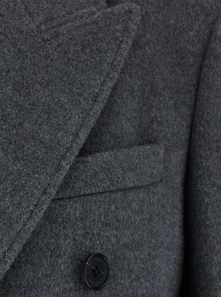 Palton Tailored double-breasted cashmere and wool gray coat for women - Img 3