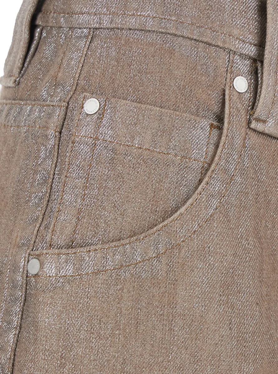 Pantaloni Beige jeans with faded effect and logo patch on the back in denim for women - Img 3