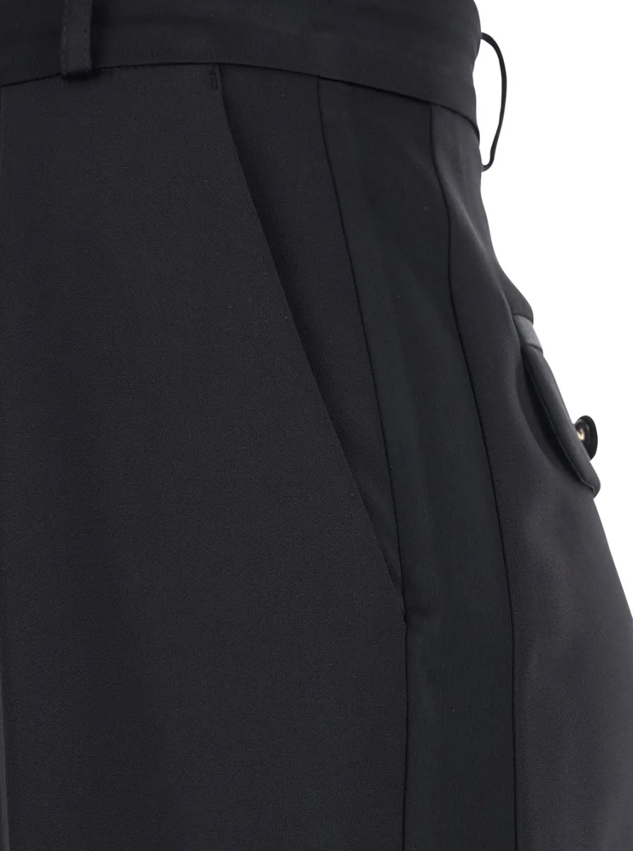 Pantaloni Black Trousers with Pleated Details in Fabric Woman - Img 3
