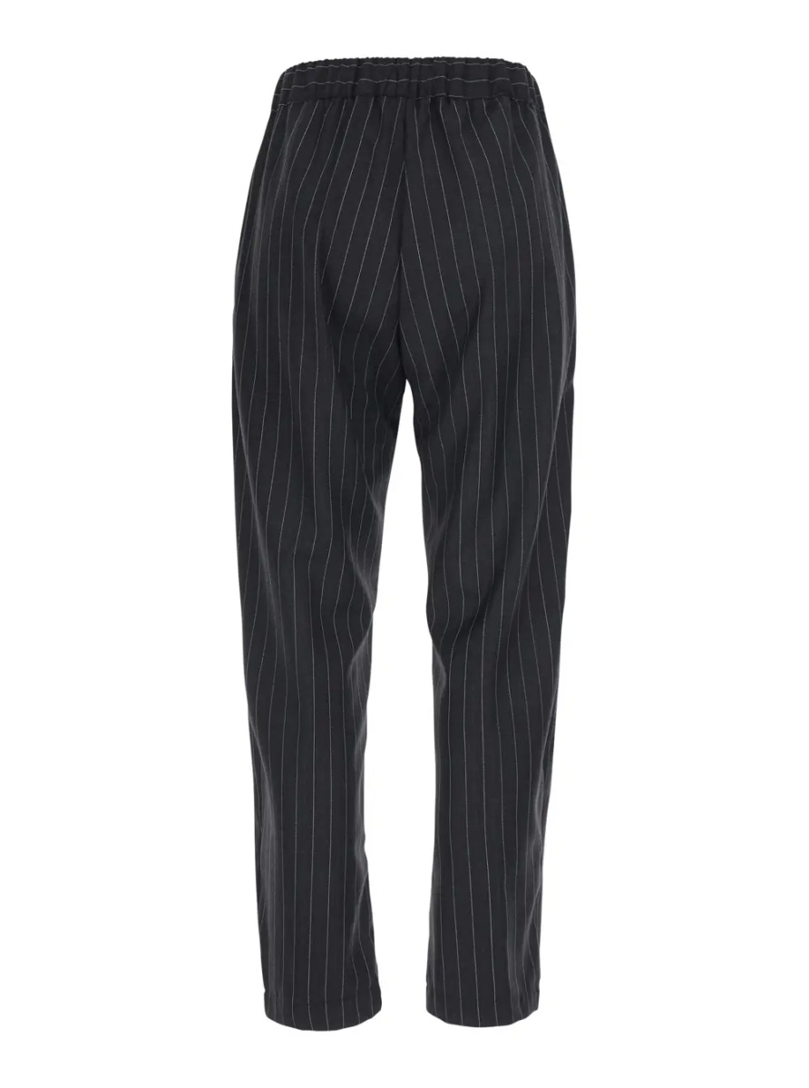 Pantaloni 'BUDDY' grey Pants with all-over striped motif and elasticated waist in wool blend for women - Img 2