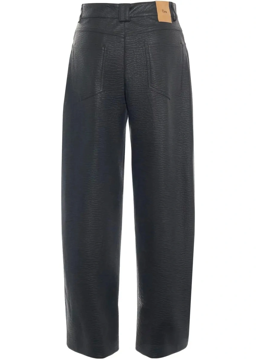 Pantaloni casual 8PM negri din piele ecologica - Img 4
