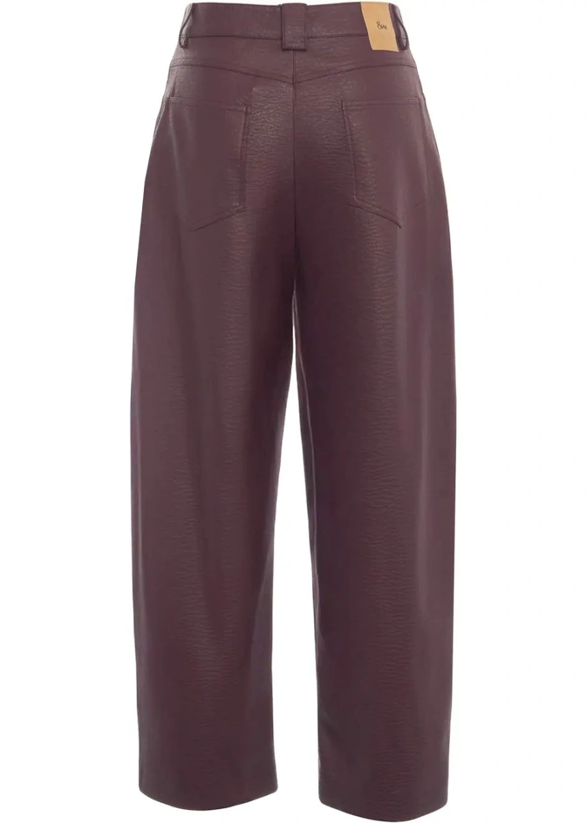 Pantaloni casual 8PM rosii din piele ecologica - Img 4
