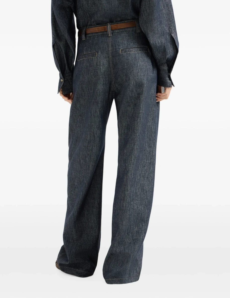 Pantaloni casual Brunello Cucinelli albastri din denim - Img 7