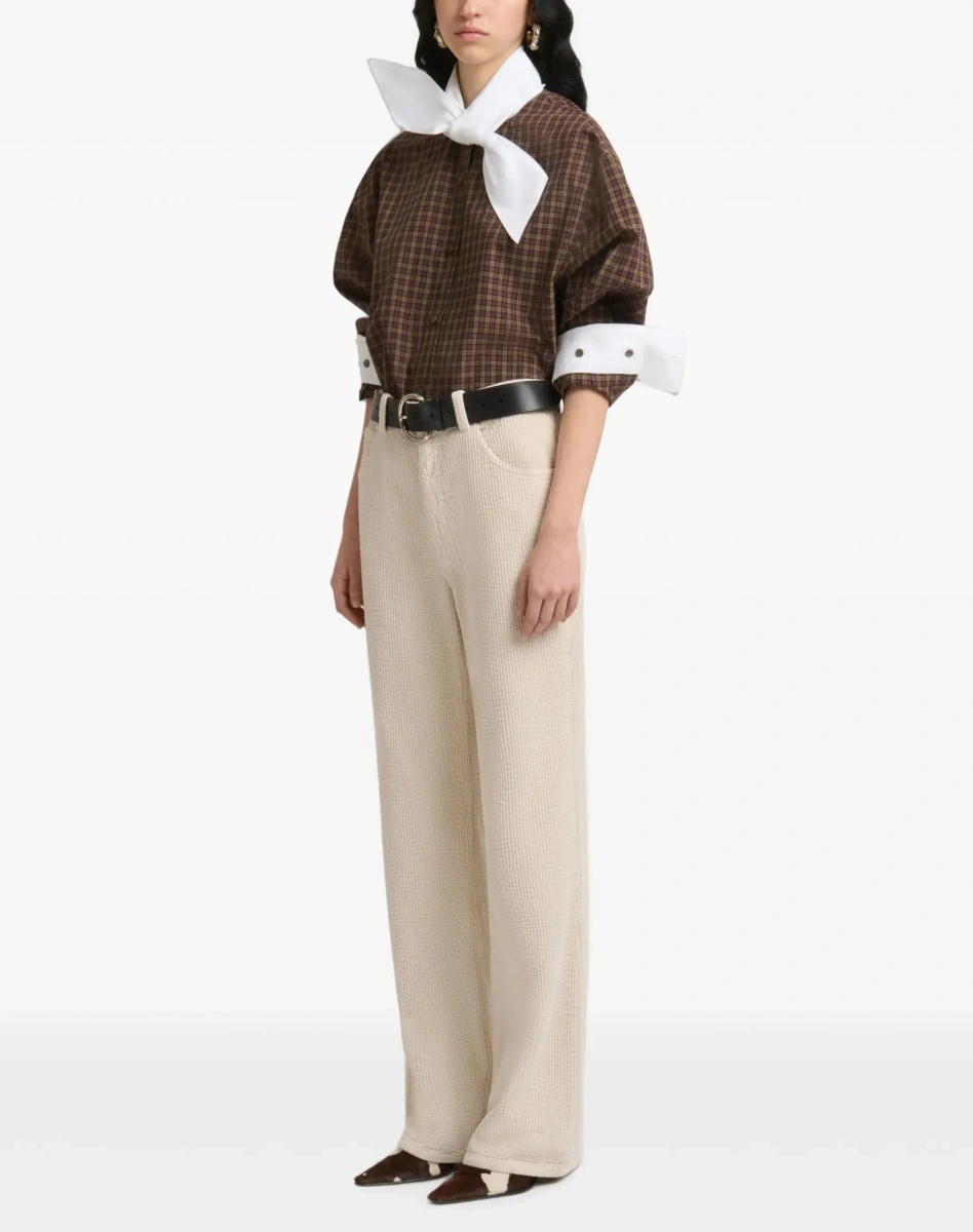 Pantaloni casual Marni multicolor din catifea reiata - Img 5