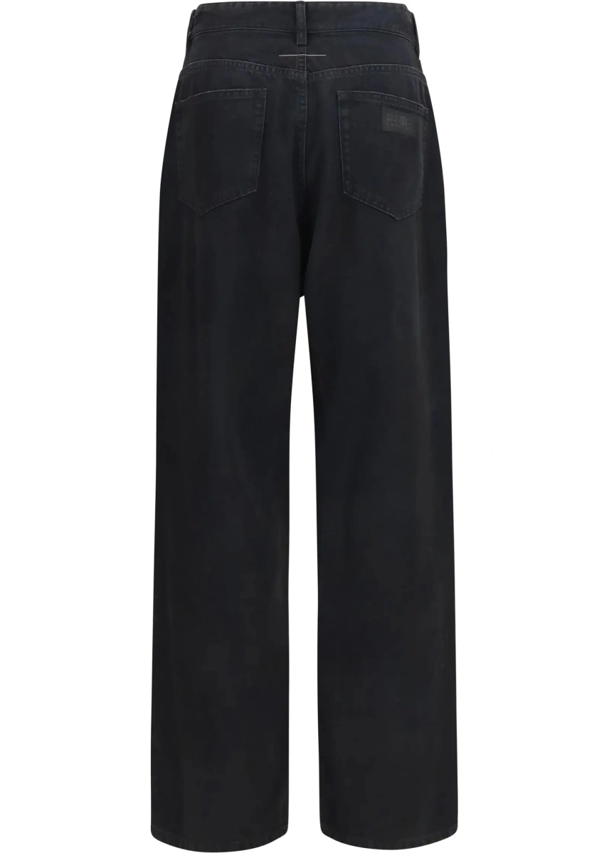 Pantaloni casual MM6 Maison Margiela negri din bumbac - Img 2