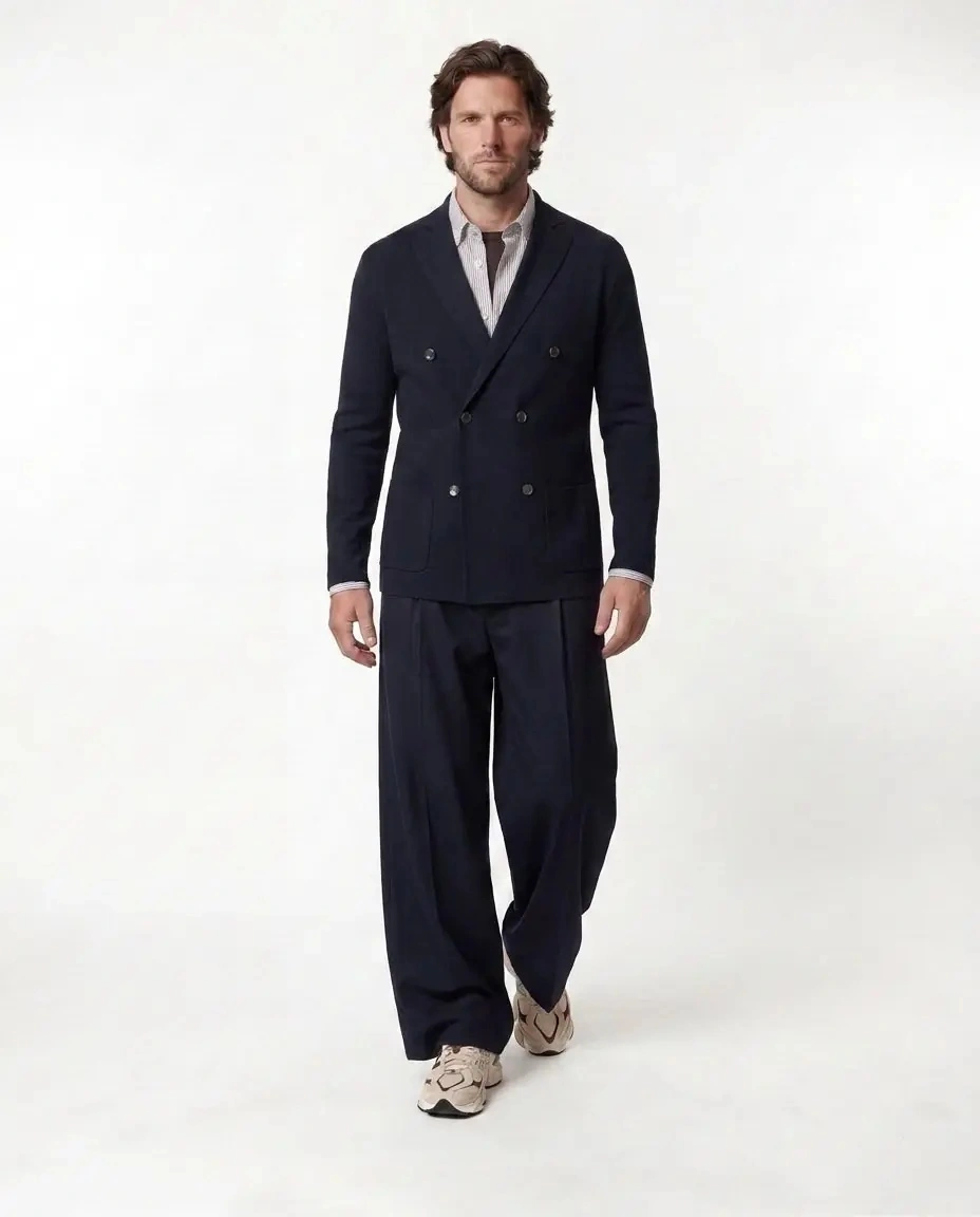 Pantaloni casual Roberto Collina albastri - Img 3